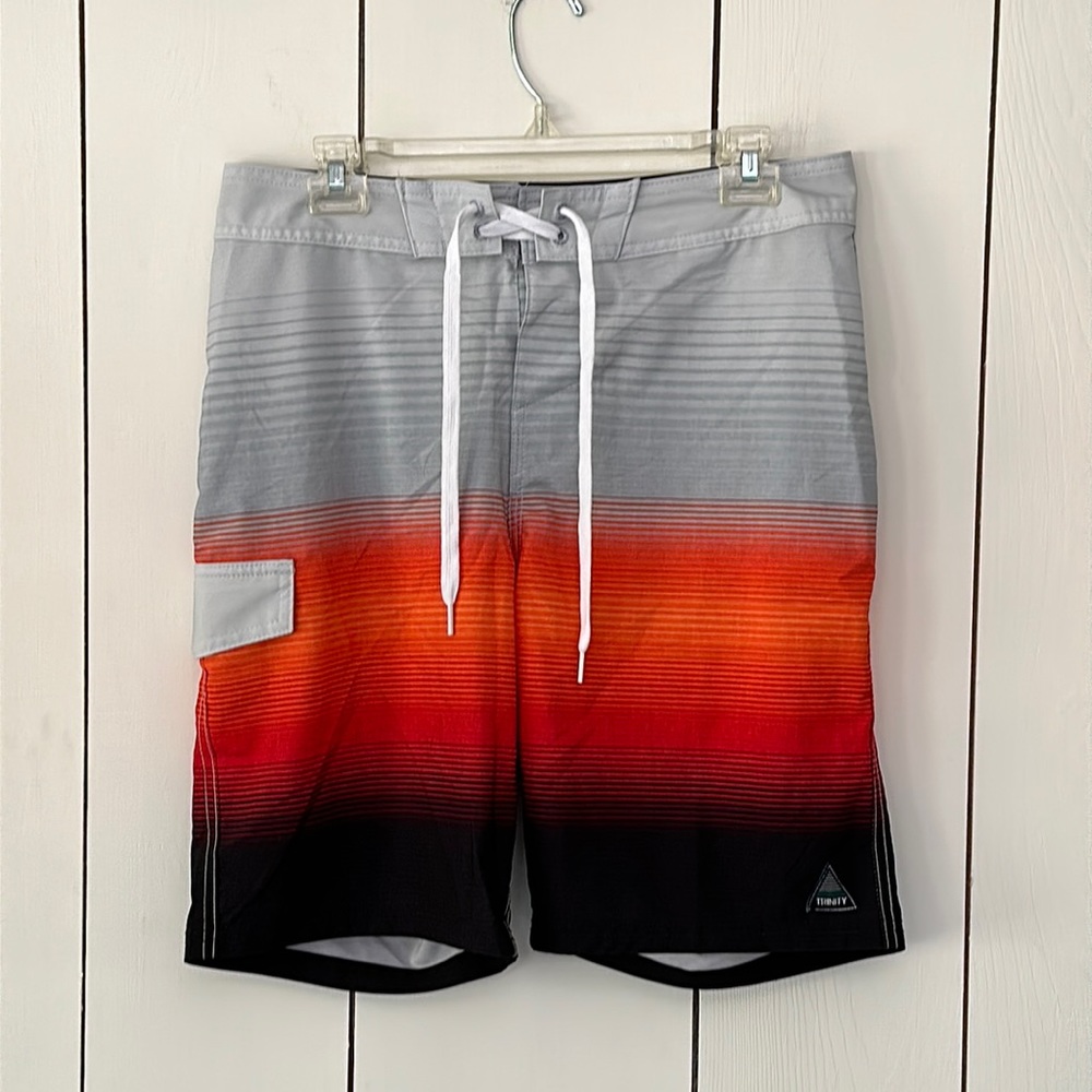Trinity Board Shorts Swim Shorts Sz 30 Orange Grey Black Summer Vacation Beach
